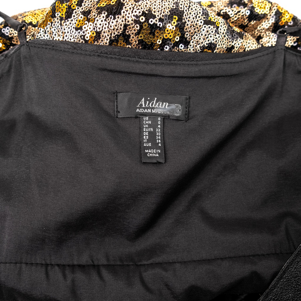 Aidan AIDAN MATTOX Leopard Sequin Wrap Dress Gown $285 - Size 0 / XS - Picture 14 of 14